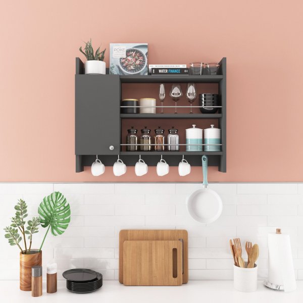 Knerr wandplank - Antraciet