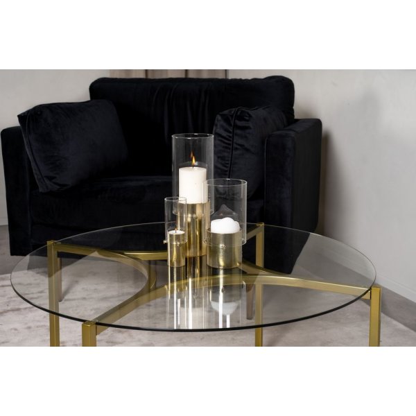 Alsjholm soffbord 75 cm - Glas/mssing