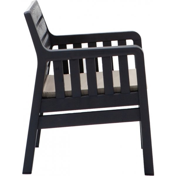 Groupe salon Lara avec canapé 2 places, 2 fauteuils et table - Anthracite Groupe salon Lara avec canapé 2 places, 2 fauteuils et table - Anthracite