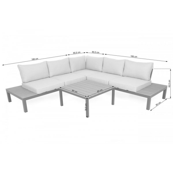 Loungesoffa Belair med bord - Grå/ljusgrå Loungesoffa Belair med bord - Grå/ljusgrå