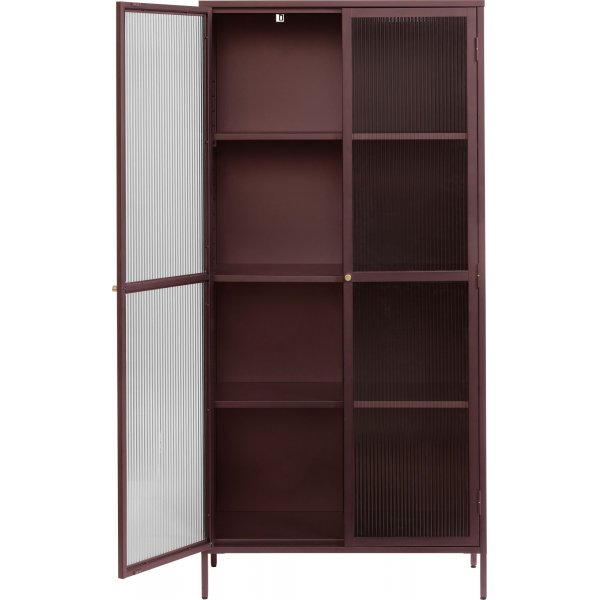 Armoire Dobb en métal bordeaux avec portes vitrées H190 cm Armoire Dobb en métal bordeaux avec portes vitrées H190 cm
