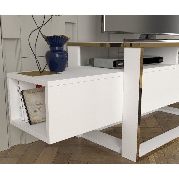 Bianco TV-bänk - Vit/guld Bianco TV-bänk - Vit/guld