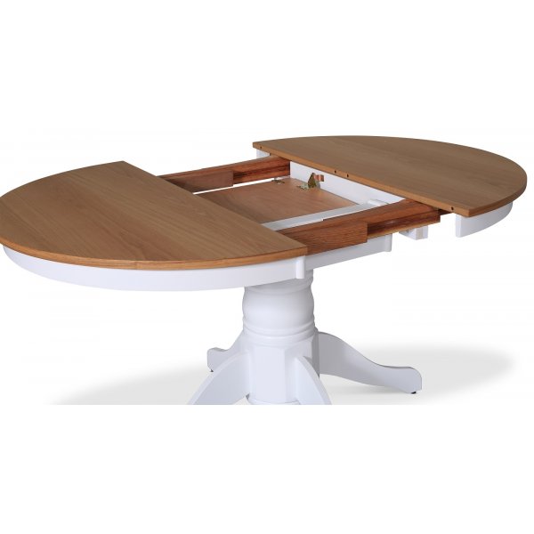 Matbord runt frlngningsbart 106-141 cm - Vit / Oljad Ek