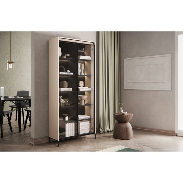 Trend vitrinekast H196 cm - Beige/zwart Trend vitrinekast H196 cm - Beige/zwart