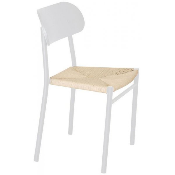 Bridge matstol med repsits - Vit/natur