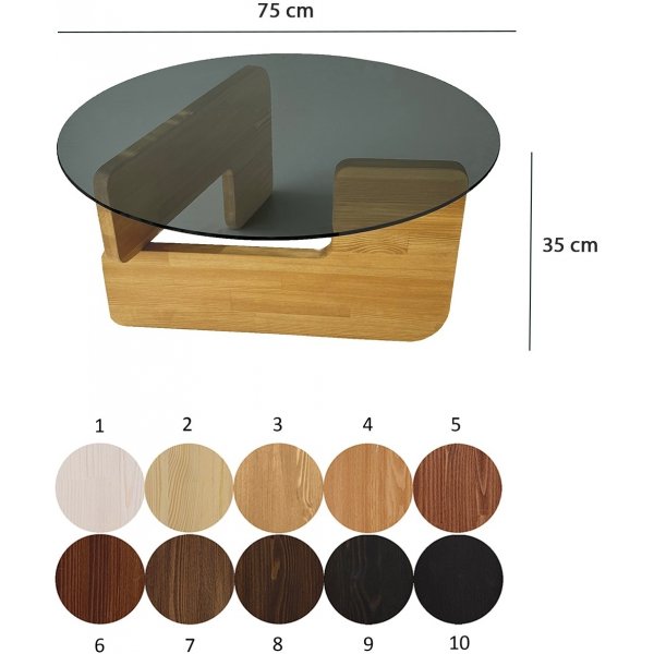 Table basse Mia Ø75 cm - Chêne/verre fumé Table basse Mia Ø75 cm - Chêne/verre fumé