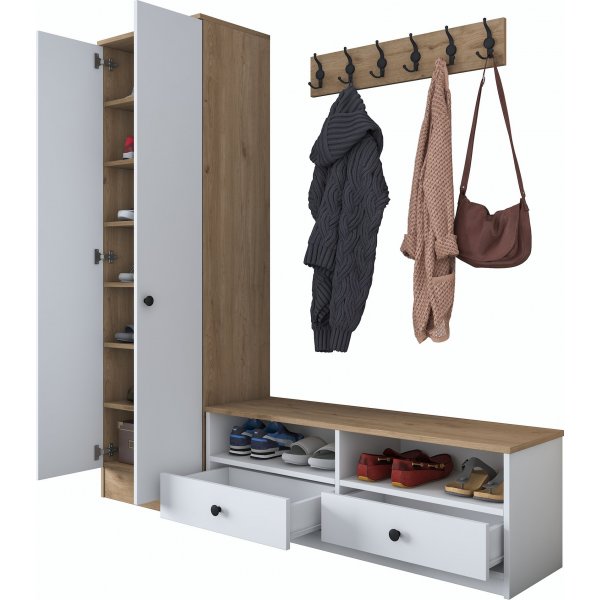 Mendy hallinredning - Vit/valnöt Mendy hallinredning - Vit/valnöt