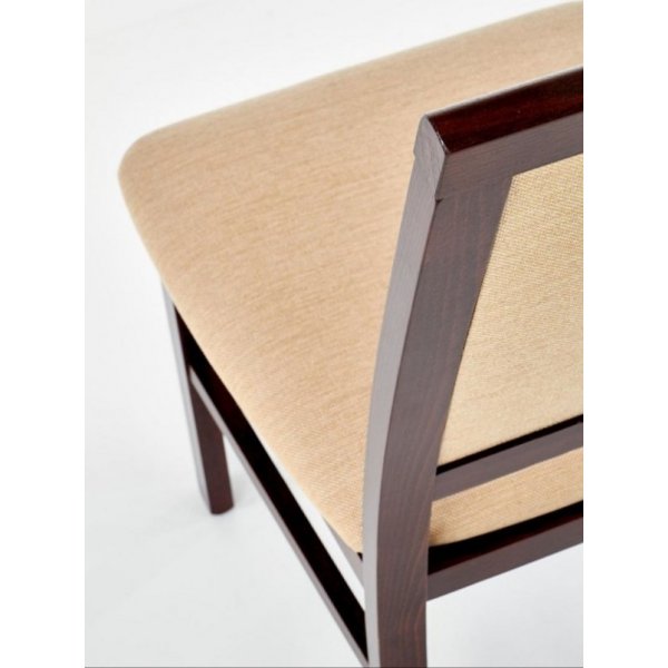 Chaise de salle à manger Gille - Beige/noyer foncé Chaise de salle à manger Gille - Beige/noyer foncé