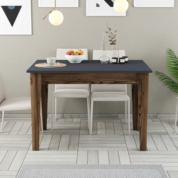 Table à manger Kyiv 110 x 72 cm - Anthracite/noyer Table à manger Kyiv 110 x 72 cm - Anthracite/noyer