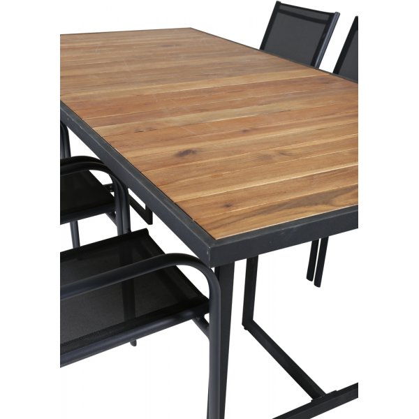 Khung utematgrupp med 6 st Santorini stolar - Svart/Natur Khung utematgrupp med 6 st Santorini stolar - Svart/Natur