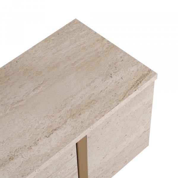 TV-b�nk Orost 180 cm - Travertin/guld