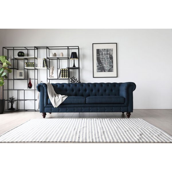 Bank 3-zits Chesterfield bank blauw - Herron Bank 3-zits Chesterfield bank blauw - Herron