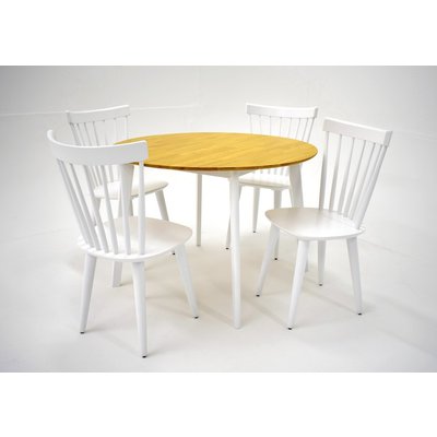 Sarek matgrupp - Bord inklusive 4 st stolar - Vit / ek