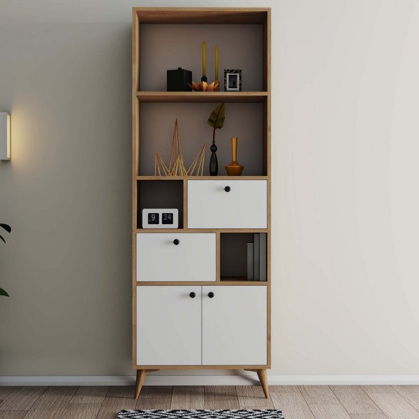 Bibliothèque Ninova - Chêne/blanc Bibliothèque Ninova - Chêne/blanc