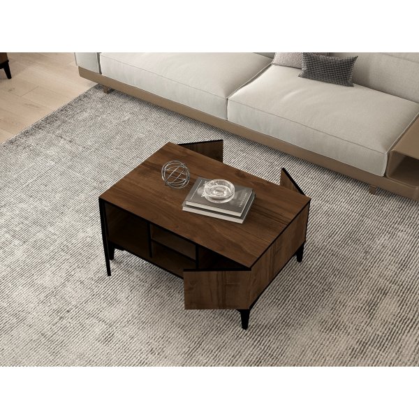 Table basse Gediz 90 x 90 cm - Noyer/noir