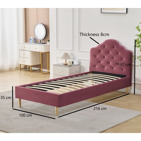 Sngram rosa sammet - 90 x 200 cm