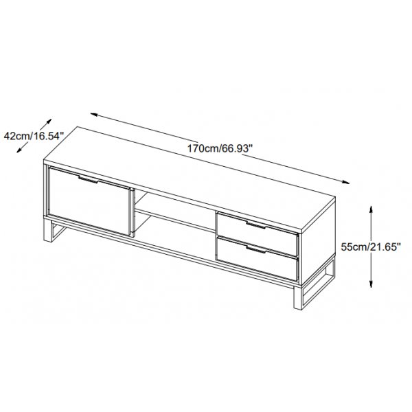 Livia tv-bänk i ek monterad Livia tv-bänk i ek monterad