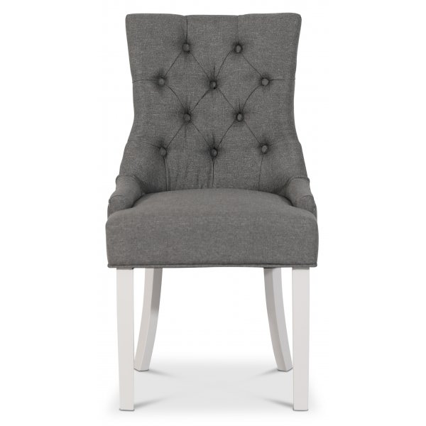 Decotique stol med kromade nitar (Rygghandtag) - Grå/Vit Decotique stol med kromade nitar (Rygghandtag) - Grå/Vit