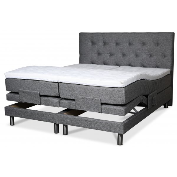 Klara compleet verstelbaar tweepersoonsbed met hoofdeinde 7-zone Pocket - Grijs