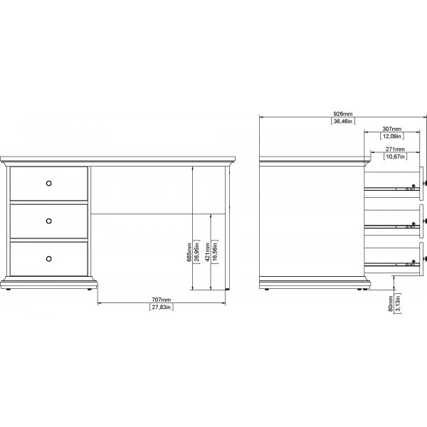 Bureau Paris 130 x 61,5 cm - Blanc Bureau Paris 130 x 61,5 cm - Blanc