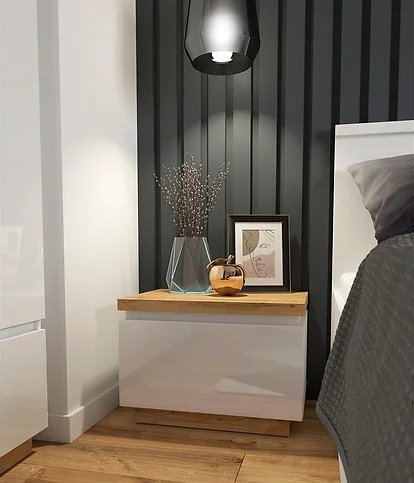 Erla sängbord - Vit/ek Erla sängbord - Vit/ek