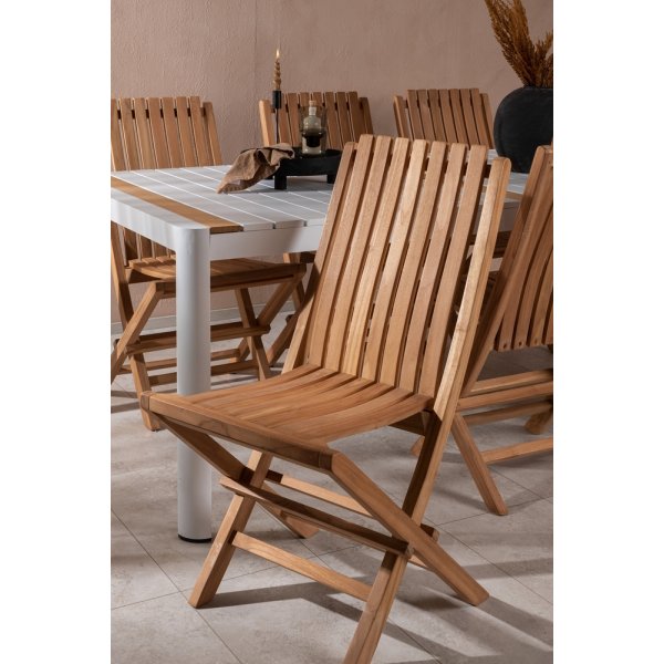 Togo utematgrupp med 6 st Ghana stolar - Teak/Vit