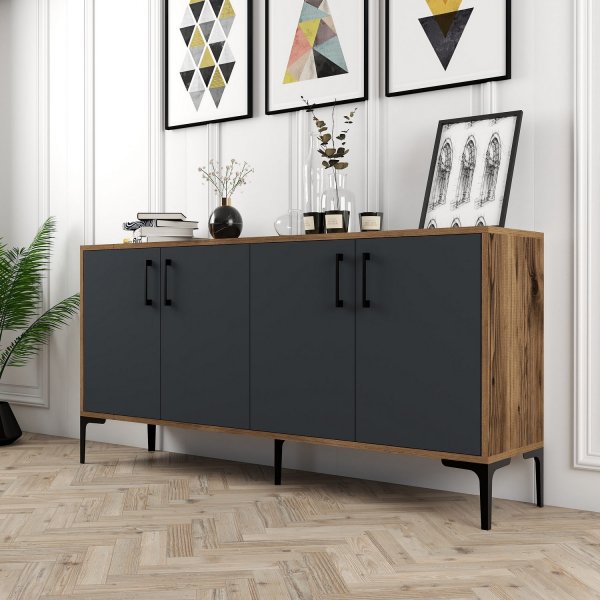 Buffet Kyiv 160 cm - Noyer/anthracite