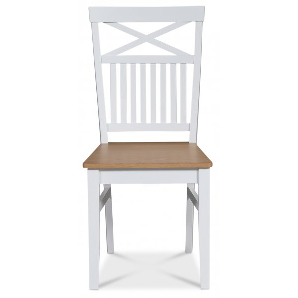 Eetkamerstoel met kruisrug wit/eiken - Fårö Eetkamerstoel met kruisrug wit/eiken - Fårö