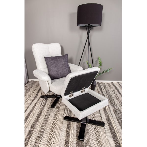 Duva reclinerfåtölj med fotpall - Grå tyg + Fläckborttagare för möbler Duva reclinerfåtölj med fotpall - Grå tyg + Fläckborttagare för möbler