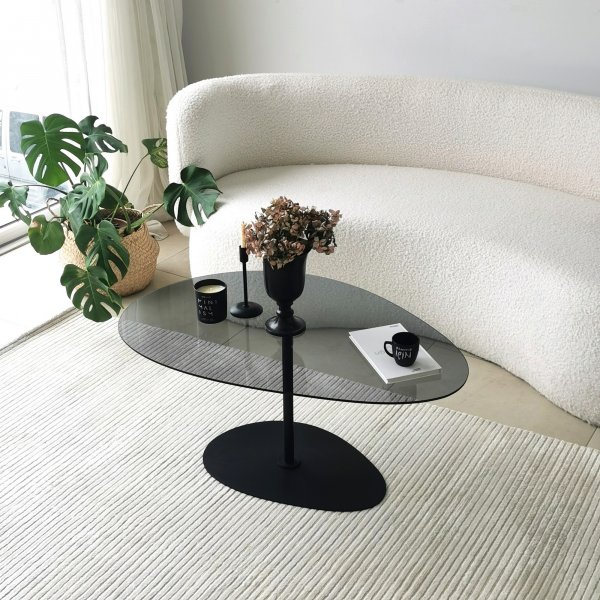 Table basse Porto 90 x 60 cm - Gris fonc/noir