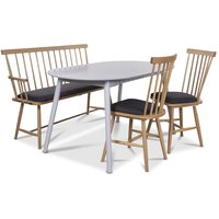 Småland matgrupp - Grått bord med 2 st Småland pinnstolar och 1 st Småland pinnsoffa - Grå / Ek Småland matgrupp - Grått bord med 2 st Småland pinnstolar och 1 st Småland pinnsoffa - Grå / Ek