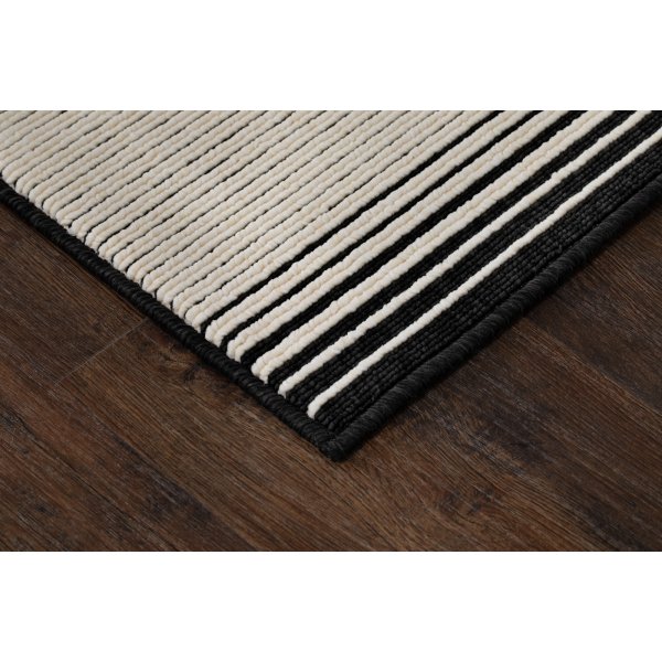 Tapis tiss plat moderne Venus Noir/Blanc