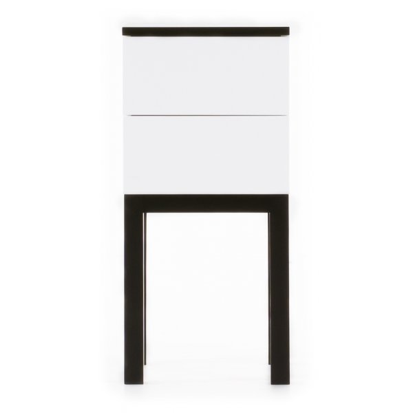 sterlen sngbord (H75 cm) med 2 ldor - vit / svart