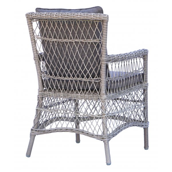 Chaise de salle  manger d\\\'extrieur en rotin gris avec coussin