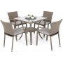 Matgrupp Sumba bord + 4 stolar & sittdynor - Beige melerad