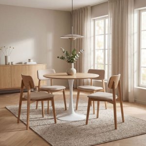 Matbord ek/vit �80 cm - Astrid