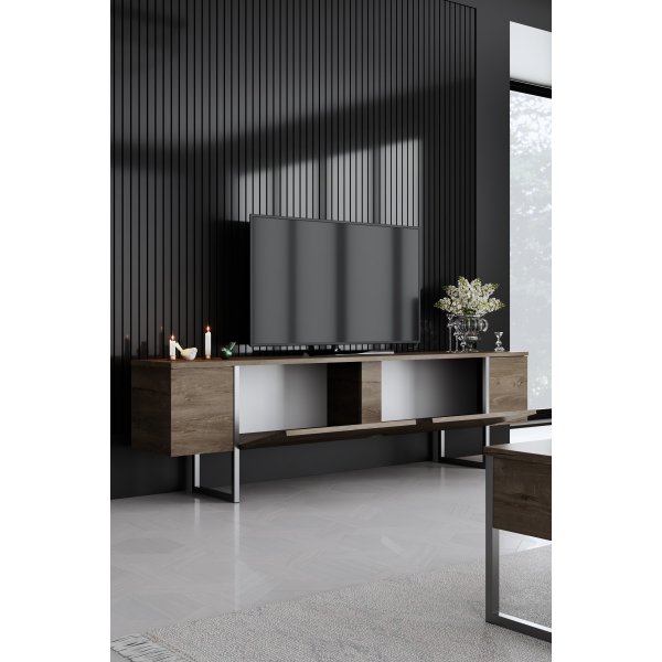 Lux TV-bänk - Valnöt/silver Lux TV-bänk - Valnöt/silver
