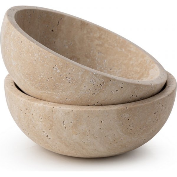 Skålar i beige Travertinmarmor - 2 delar Skålar i beige Travertinmarmor - 2 delar