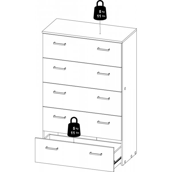 Space ladekast met 5 laden - Wit Space ladekast met 5 laden - Wit