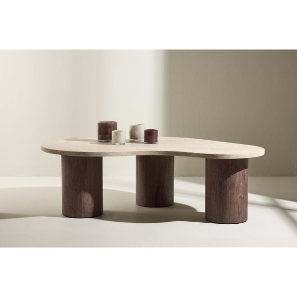 Megg soffbord 130x78 cm - Mocca / Travertin