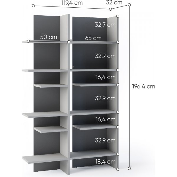 Etagre profonde avec clairage LED droite - Gris