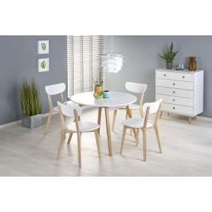 Table ronde extensible blanche Caliss 102 + 40 cm