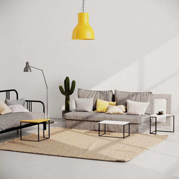 Oladin soffbord 64 x 45 cm - Vit/gul Oladin soffbord 64 x 45 cm - Vit/gul