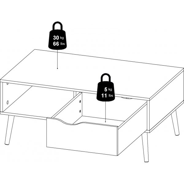 Oslo soffbord 99 x 39 cm - Vit/ek Oslo soffbord 99 x 39 cm - Vit/ek