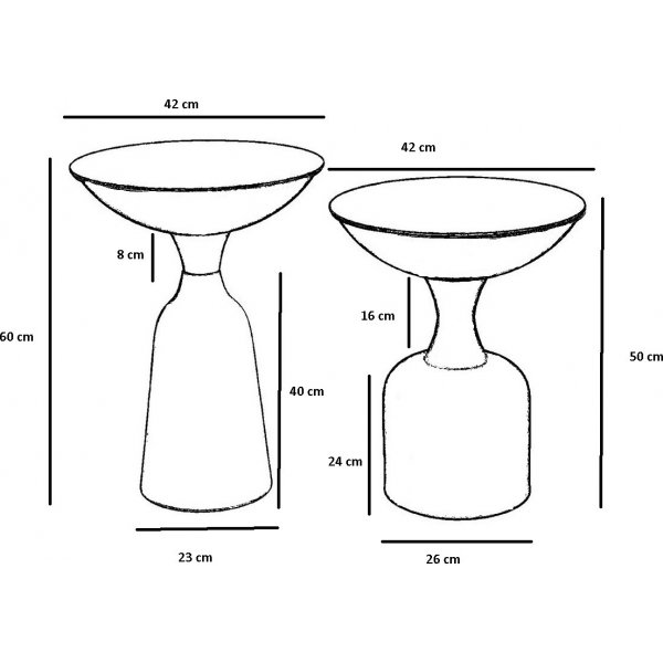 Chalice sidobord set 46/56 cm - Guld/svart Chalice sidobord set 46/56 cm - Guld/svart
