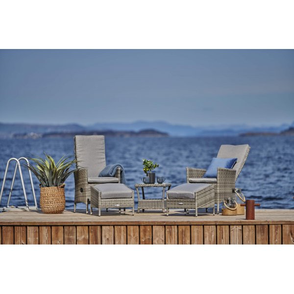 Rosario ställbar utestol i grå konstrotting Rosario ställbar utestol i grå konstrotting