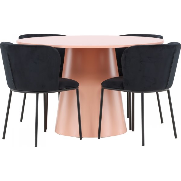 Matbord Lanzo med 4 st Edina stolar - Svart/rosa + 4.00 x Stolsdyna Matbord Lanzo med 4 st Edina stolar - Svart/rosa + 4.00 x Stolsdyna