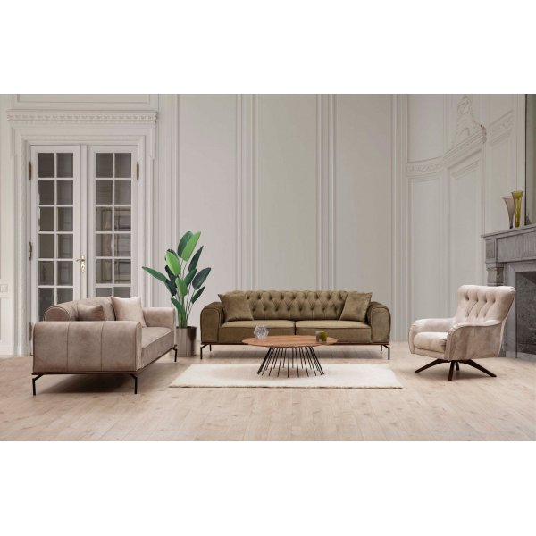 Siesta Capitone 3-sits soffa - Brun Siesta Capitone 3-sits soffa - Brun