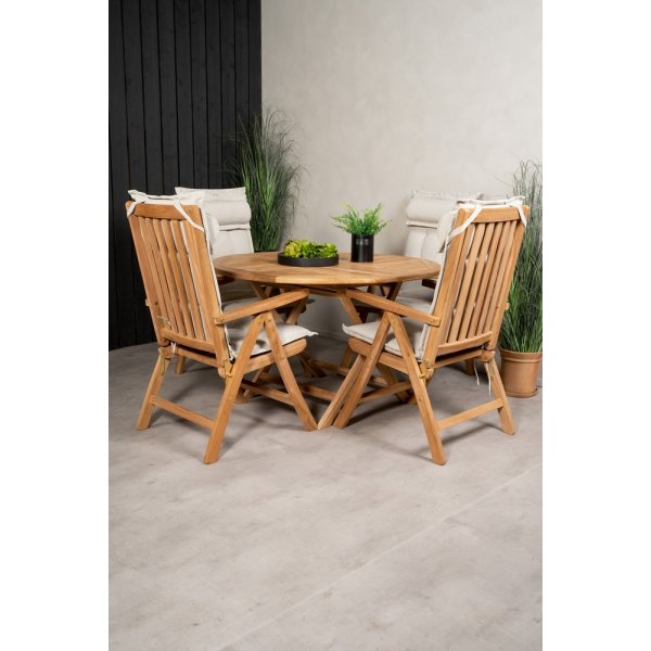 Kenya utematgrupp med 4 st Kenya positionsstolar - Teak Kenya utematgrupp med 4 st Kenya positionsstolar - Teak