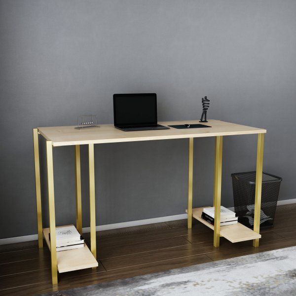 Academy skrivbord 125,2 x 60 cm - Guld/ek Academy skrivbord 125,2 x 60 cm - Guld/ek